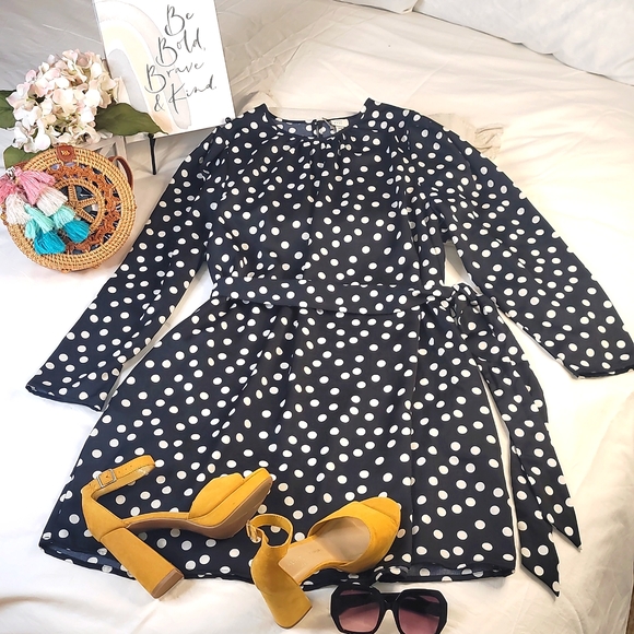 Polka Dot A-Line Mini Dress- Black White A New Day - Picture 14 of 14
